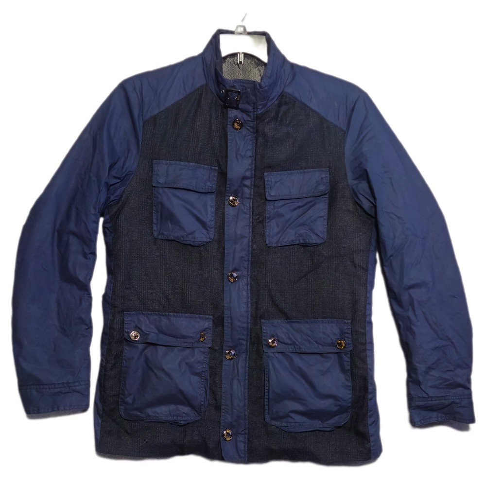 Ted Baker London Field Jacket Mens 4 Large Navy Blue Wool Blend Funnel Neck